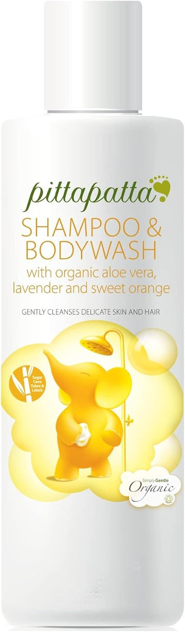 Pittapatta Organic Natural Baby Shampoo And Body Wash, By Simply Gentle - Moisturising Body Wash With Cleansing Agents - Baby-Safe With Lavender, Chamomile & Aloe Vera - (250Ml)