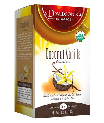 Davidson'S Organics, Coconut Vanilla, 25-Count Tea Bags, Pack Of 6