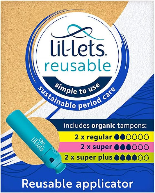 Lil-Lets Reusable Tampon Applicator | Comes with x6 Lil-Lets Organic Cotton Tampons | Sustainable Period Care