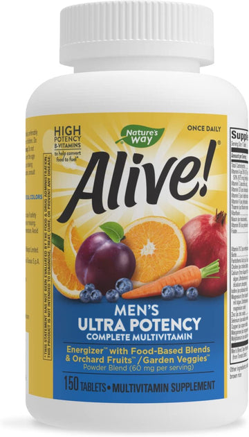 Nature'S Way Alive! Men'S Ultra Potency Complete Multivitamin, High Potency B-Vitamins, Energy Metabolism*, 150 Tablets