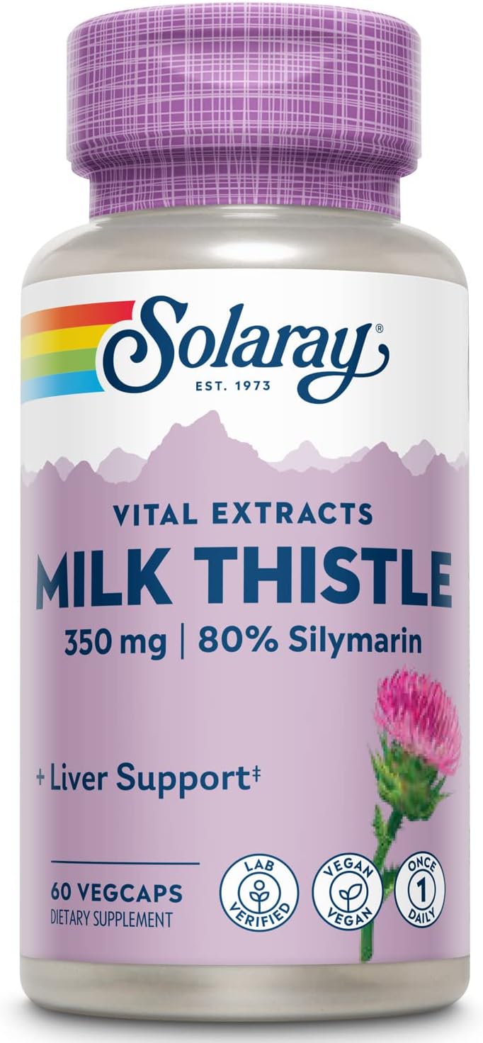 SOLARAY Milk Thistle Seed Extract One Daily 350mg, Antioxidant Intended to Help Support a Normal, Healthy Liver, Non-GMO & Vegan, 60 VegCaps