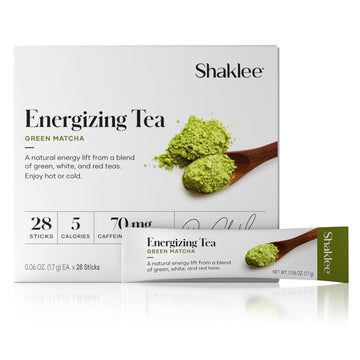 Shaklee Energizing Tea Green Matcha Flavor - Antioxidant-Rich Blend Of Green Matcha, White, And Red Teas For Gentle Energy Lift - Energy Boost On-The-Go Packets - Hot Or Cold - 28 Servings