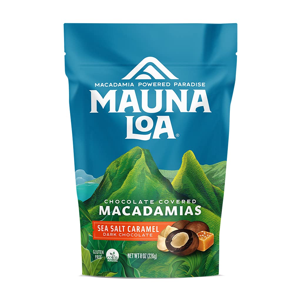 Mauna Loa Premium Hawaiian Chocolate Covered Macadamia Nuts, Dark Chocolate Sea Salt Caramel, Cocoa Dusted, 8 Oz Bag (Pack Of 1)