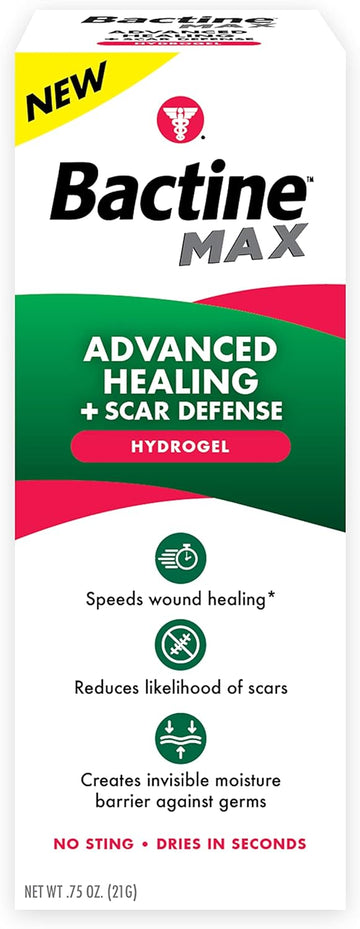 Bactine Max Advanced Healing Hydrogel With Scar Defense - Faster-Healing & First Aid Infection Protection With Natural Ingredients - Scar Prevention Gel - 0.75Oz