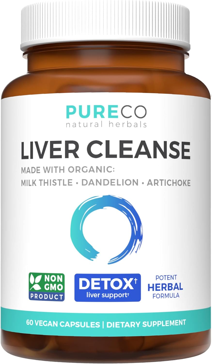 Organic Liver Cleanse Detox & Repair (Vegan, Non-GMO) Milk Thistle Extract (80% Silymarin), Dandelion Root, Artichoke Leaf, Yellow Dock - Liver Health Support Supplement - 60 Capsules (No Pills)
