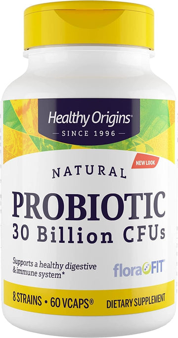 Healthy Origins Probiotic 30 Billion CFUs - Shelf Stable Probiotics for Women and Men - Supports Gut Health - Probiotics for Digestive Health - 60 Veggie Capsules