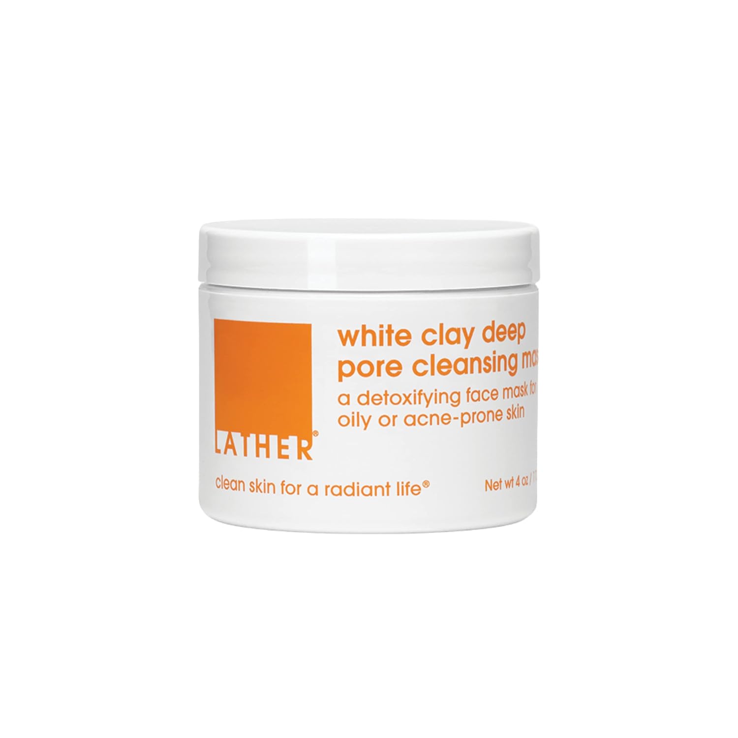 Lather Clay Deep Pore Cleansing Face Mask - Detoxifying Clay Mask - Bentonite Clay Purifies Pores In Combination, Oily & Acne-Prone Skin - 4 Oz