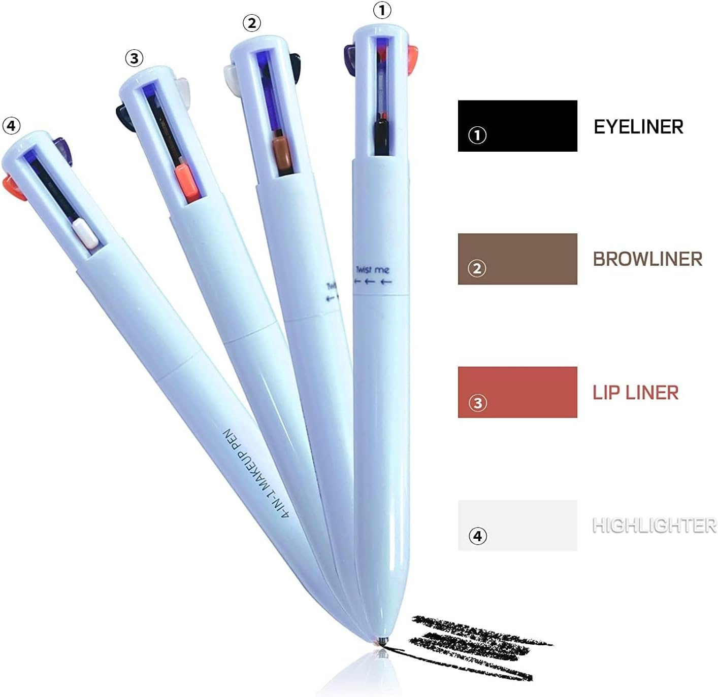 Beauty Searcher 4-in-1 Makeup Pen, Eye Liner, Brow Liner, Lip Liner, & Highlighter Pen, Waterproof All in One Makeup Pen Eye Long-Lasting 4 Color Multi-function Makeup Beauty Pencil (Blue), 1.0 gram : Amazon.co.uk: Beauty