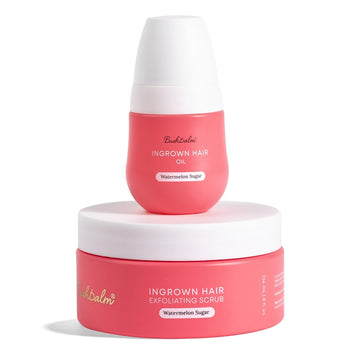 Bushbalm Ingrown Hair And Razor Bumps Routine - Moisturize And Soothe After Shave Skincare For Sensitive Areas - Includes Ingrown Hair Oil (30 Ml) And Exfoliating Scrub (236 Ml) - Watermelon Sugar