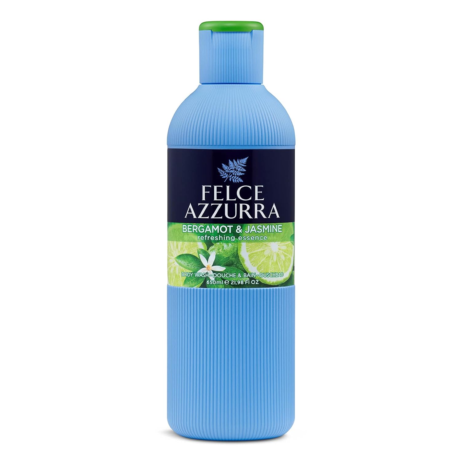 Felce Azzurra Bergamot And Jasmine - Refreshing Essence Body Wash - Enriched By Hints Of Amber And Cinnamon - Intense And Regenerating Fragrance - Naturally Moisturizes For Comfortable Skin - 1.69 Oz