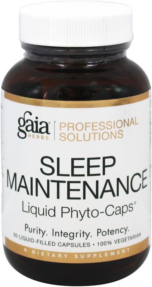 Gaia Herbs Pro Sleep Maintenance - Supports Restful Sleep & Stress Relief - with Ashwagandha Root, Passion Flower, Jujube Fruit & Seed & Magnolia Bark - 60 Vegan Liquid Phyto-Capsules (30 Servings) : Health & Household