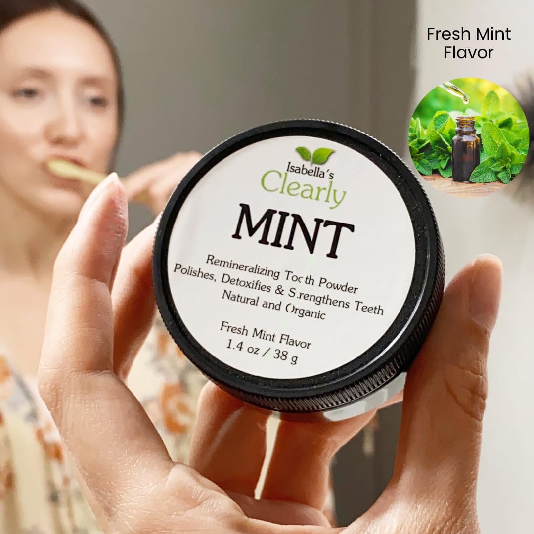 Isabella'S Clearly Mint Remineralizing Tooth Powder - Natural Fluoride Free Toothpaste For Adults, Teeth Whitening, Xylitol, Baking Soda, Clay, Calcium : Health & Household
