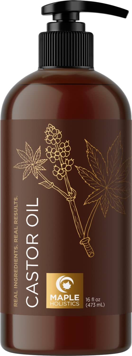 Pure Castor Oil For Body & Skin Care Great For Wraps & Compresses - Castor Oil For Hair Skin And Nails Plus Eyelashes And Eyebrows - Natural Carrier Oil For Essential Oils Mixing (Large 16 Fl Oz)