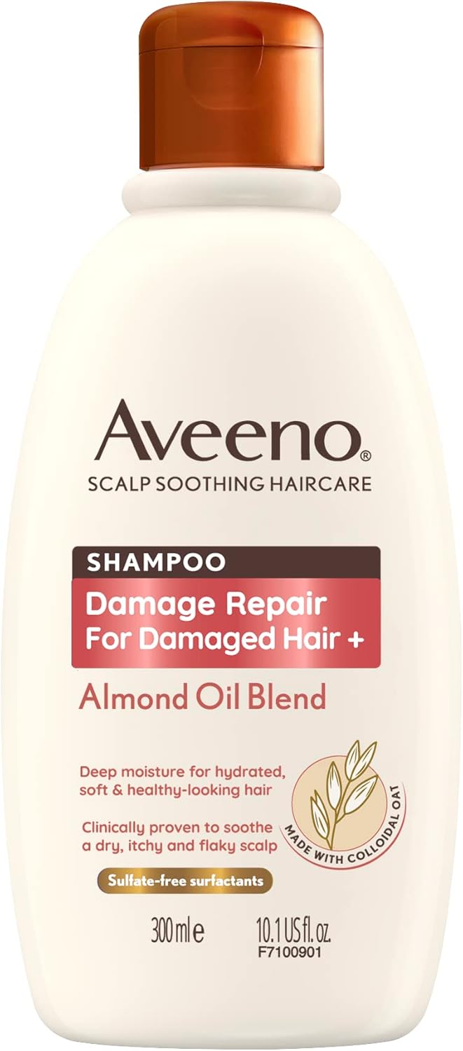 Aveeno Damage Repair Almond Oil Scalp Soothing Shampoo For Damaged Hair 300Ml (Pack Of 2)