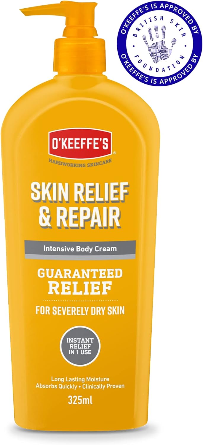 O'Keeffe's Skin Relief & Repair Pump, 325ml – Body Lotion for Extremely Dry, Itchy Skin | Unscented, Non-Greasy & Clinically Tested