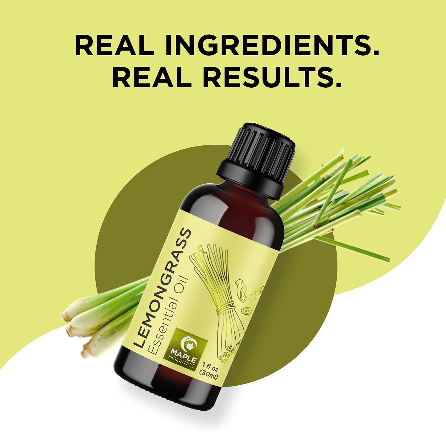 Pure Refreshing Lemongrass Essential Oil - Aromatherapy Lemongrass Oil for Hair Nails and Skin Plus Potent Natural Aromatic Essential Oil for Diffusers for Home and Travel from Maple Holistics : Health & Household