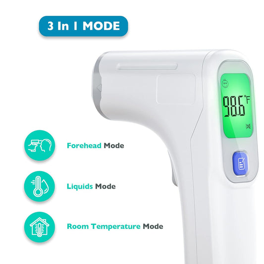 Infrared Forehead Thermometer Non-Contact Thermometer for Adults Kids Infants Accurate Instant Readings 3 in 1 Mode with Fever Alarm for Ear Body Gift for Family
