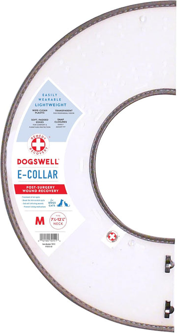 Dogswell Remedy + Recovery Pet First Aid, Rigid E-Collar, Clear, Medium