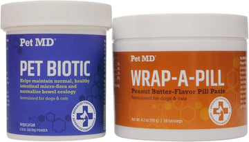 Pet Md Biotic Probiotic Powder & Wrap A Pill Peanut Butter Flavor Pill Paste