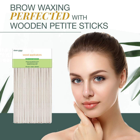 Clean + Easy Wooden Applicator Waxing Sticks – Small Wax Sticks For Hair Removal On Upper Lip & Eyebrow, 100 Count