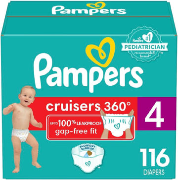 Pampers Cruisers 360 Diapers - Size 4, 116 Count, Pull-On Disposable Baby Diapers, Gap-Free Fit