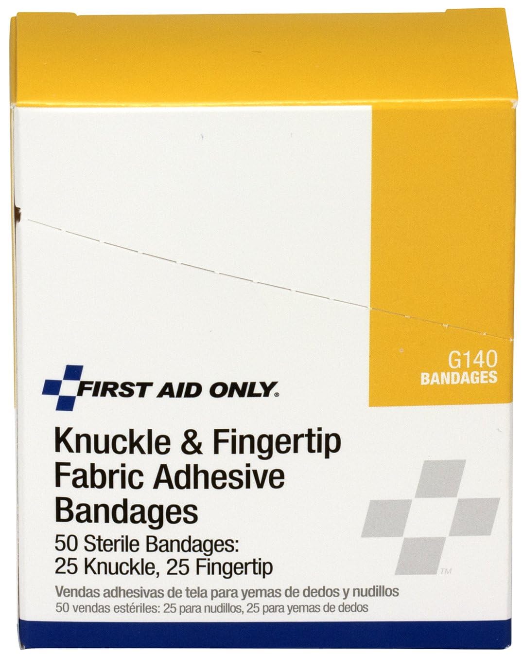 First Aid Only G140 Fabric Adhesive Bandages, Assorted Sizes (25 Knuckle Bandages / 25 Fingertip Bandages) : Health & Household