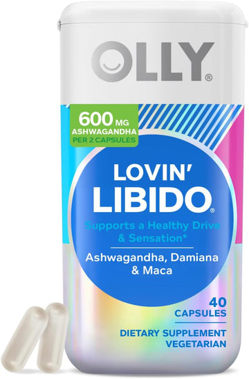 Olly Lovin Libido Capsules, Boost Desire With Ashwagandha, Maca & Damiana, Vegetarian, Supplement For Women, 20 Day Supply (40 Count)