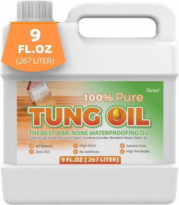 9 Fl Oz Pure Tung Oil – Food Safe Wood Sealer Preferred by Experienced Craftsmen – Waterproof Tung Oil That Strengthens & Protect Wood – Wood Projects Food Grade Tung Oil Finish