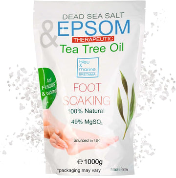 Bleu & Marine Bretania Epsom Bath Salts 1000G | Infused With Tea Tree & Peppermint Oils | Foot Soak, Spa Therapy, Skin & Callus Remover, 1Kg Pack