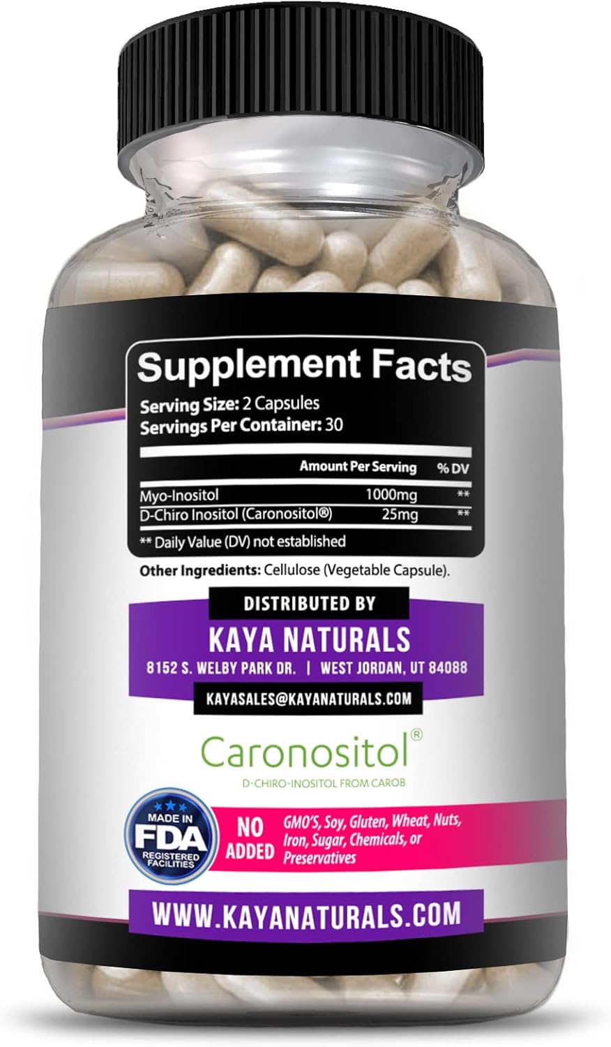 Kaya Naturals Myo & D-Chiro Inositol Plus | PCOS Supplement | Estrogen Supplements, Hormonal Balance & Healthy Ovarian Function Support for Women, Vitamin B8-60 Capsules : Health & Household