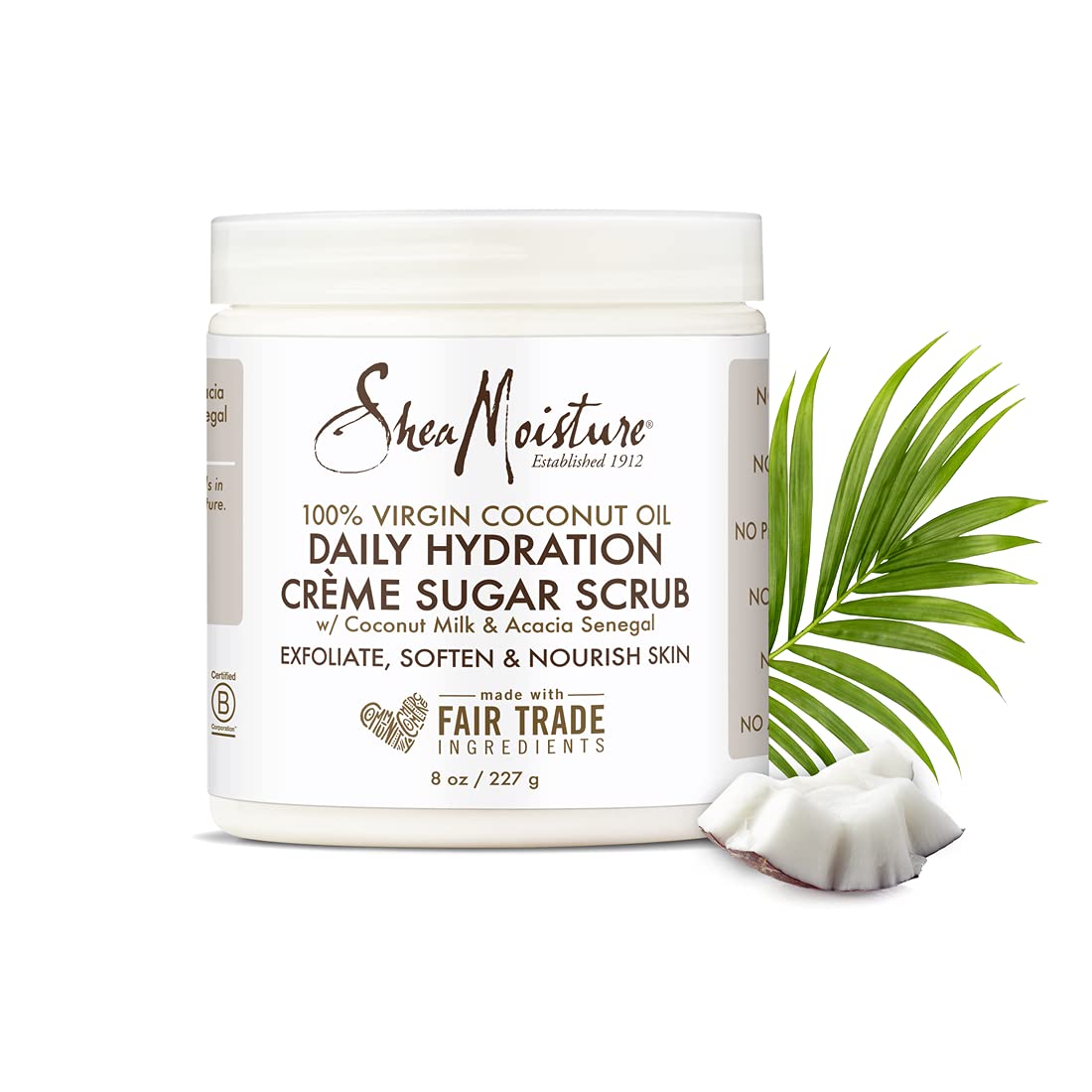 SheaMoisture Daily Hydration Crème Sugar Scrub Care for Dry Skin 100% Virgin Coconut Oil Acacia Senegal Exfoliating Scrub, Coffee, 8 Oz : Everything Else