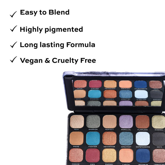 Makeup Revolution Forever Flawless Eyeshadow Palette, Optimum, Matte & Shimmer Hues, 18 Pigment-Rich Shades, Vegan & Cruelty-Free, 0.52 Oz