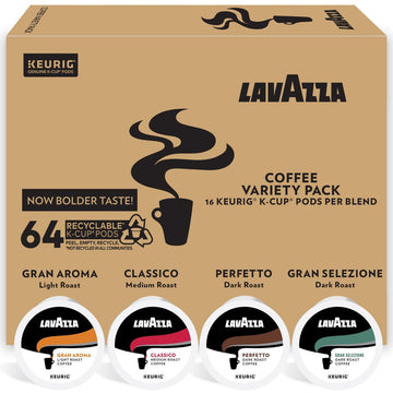 Lavazza Coffee K-Cup Pods Variety Pack For Keurig Single-Serve Coffee Brewers, 64 Count , Value Pack, Notes Of: Fruits, Flowers, Chocolate, Carmel, Citrus