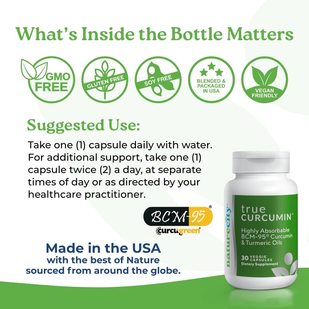 Buy Naturecity True-Curcumin Turmeric Supplement | Non-Gmo Tumeric And Curcumin 500Mg Curcuma Capsules Vitamin Supplements | Up To 700% Increase In Absorption (90 Day Supply) | Supports Joints On  Free Shipping On Qualified Orders