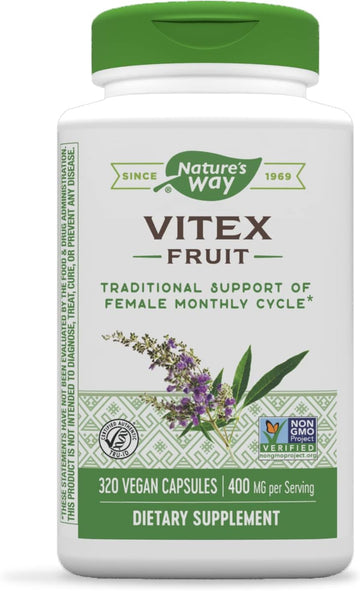 Nature'S Way Vitex Fruit, Traditional Support Of Monthly Cycle*, Vegan, Non-Gmo, 320 Capsules