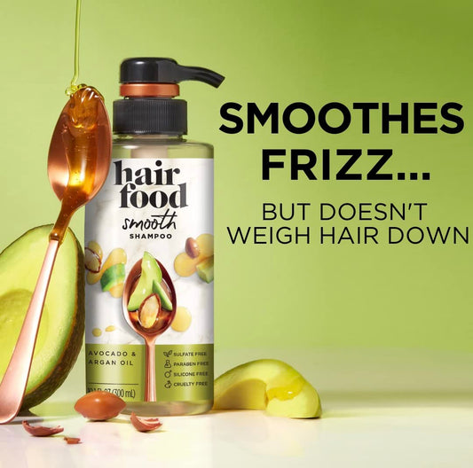 Hair Food Sulfate Free Shampoo, Dye Free Smoothing Treatment, Argan Oil and Avocado, 17.9 Fl Oz