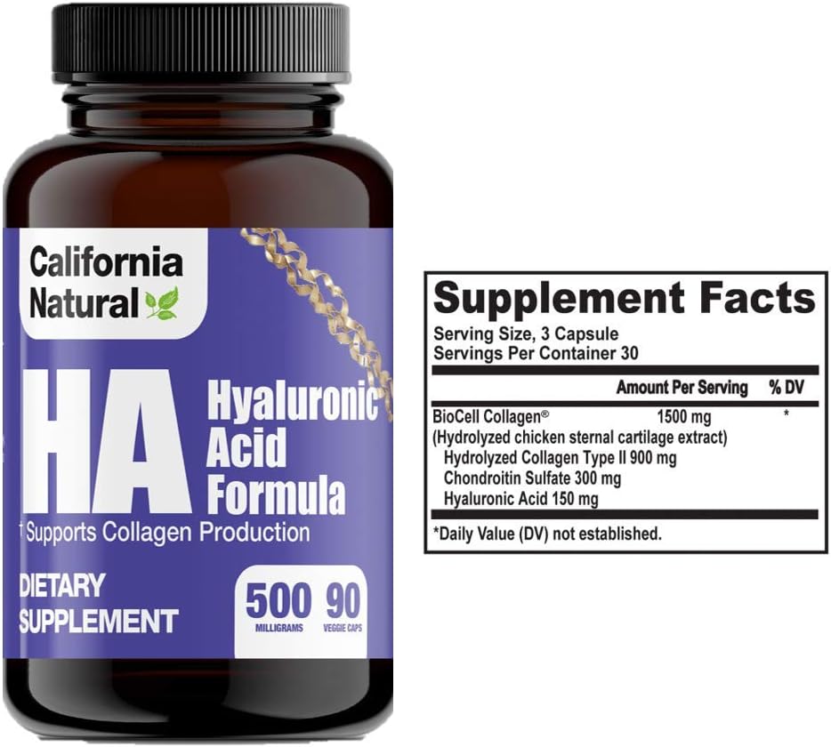 California Natural Hyaluronic Acid Formula Capsules, 90 Count (Pack of