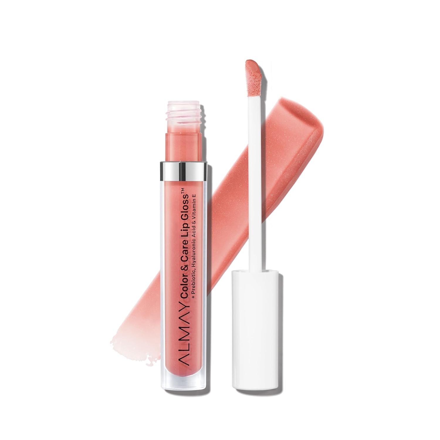 Almay Hydrating Lip Gloss, Soft Natural Colors, Prebiotic Complex, Hyaluronic Filling-Sphere Technology, 400 Peachy Sky, 0.1 Fl Oz