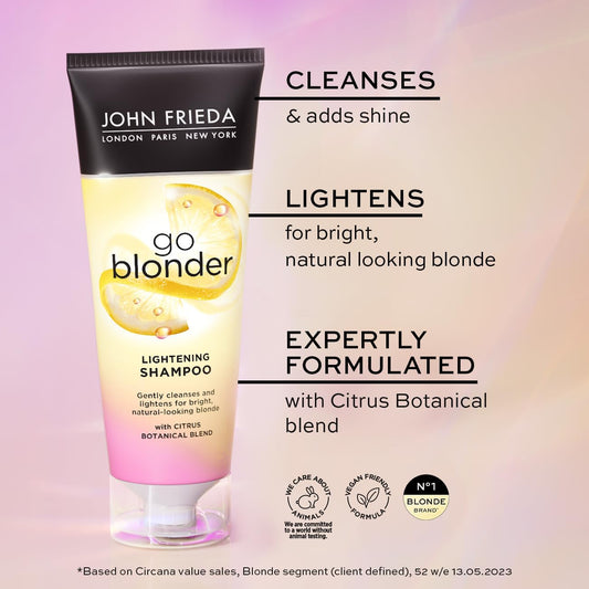 John Frieda Sheer Blonde Go Blonder Lightening Shampoo, Conditioner And Controlled Lightening Spray Value Bundle, Hair Lightener Blonding Value Pack