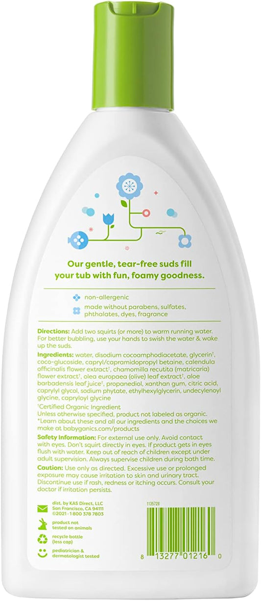 Babyganics Bubble Bath, Non-Allergenic, Gently Cleanses, Fragrance Free, 20 Fl Oz, Packaging May Vary