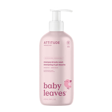 Attitude 2-In-1 Shampoo And Body Wash For Baby, Fragrance-Free Ewg Hypoallergenic Plant- And Mineral-Based Ingredients, Vegan And Cruelty-Free, Unscented, 16 Fl Oz