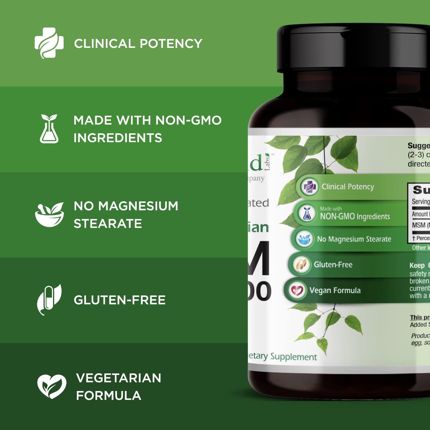 Emerald Labs MSM 1000 mg - Dietary Supplement with Plant-Sourced Methy