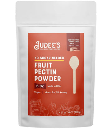 Judee's Fruit Pectin Powder No Sugar Needed 6 oz - 100% Non-GMO and Vegan - Gluten-Free and Nut-Free - Made in USA - Great for Thickening - Use to Make and Stabilize Jams and Jellies