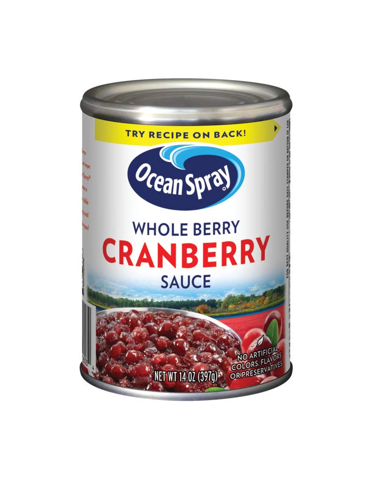 Ocean Spray® Whole Cranberry Sauce, Canned Side Dish, 14 Oz Can (Pack of 24)