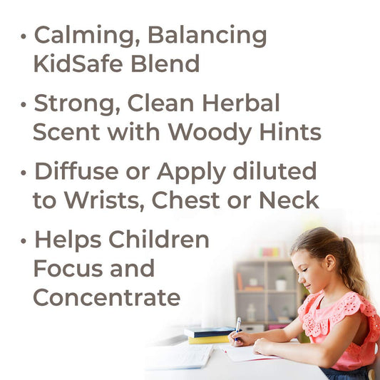 Plant Therapy Kidsafe Study Time Essential Oil Blend For Focus, Mind Calming, Concentration Blend For Kids 100% Pure, Undiluted, Natural Aromatherapy, Therapeutic Grade 10 Ml (1/3 Oz)