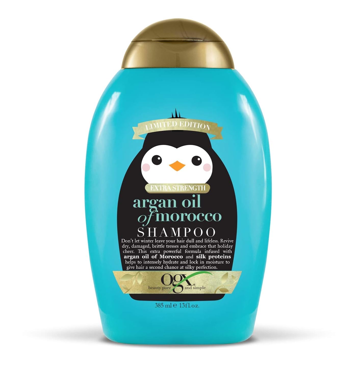 Ogx Holiday 2019 Limited Edition Extra Strength Argan Oil Of Morocco Shampoo, Blue And Golden, 13 Fl Oz