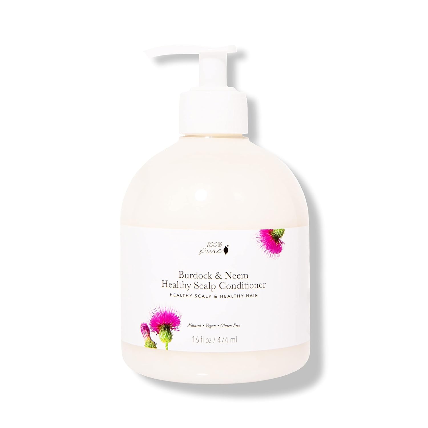 100% Pure Healthy Scalp Conditioner Purifying Burdock & Neem For Dry Damaged Hair Replenishing Itchy Flaky Scalp Hydration For Women & Men - 16 Fl Oz