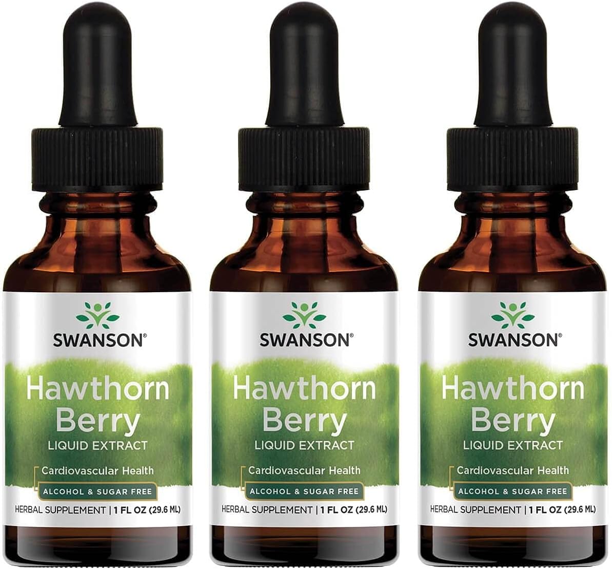 Swanson Hawthorn Berry Leaf & Flower Liquid Extract (Alcohol-Free) 1 Fl Ounce (29.6 Ml) Liquid (3 Pack)
