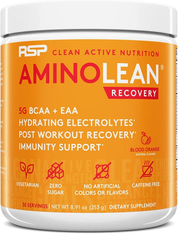 RSP AminoLean Recovery - Post Workout BCAAs Amino Acids Supplement + E