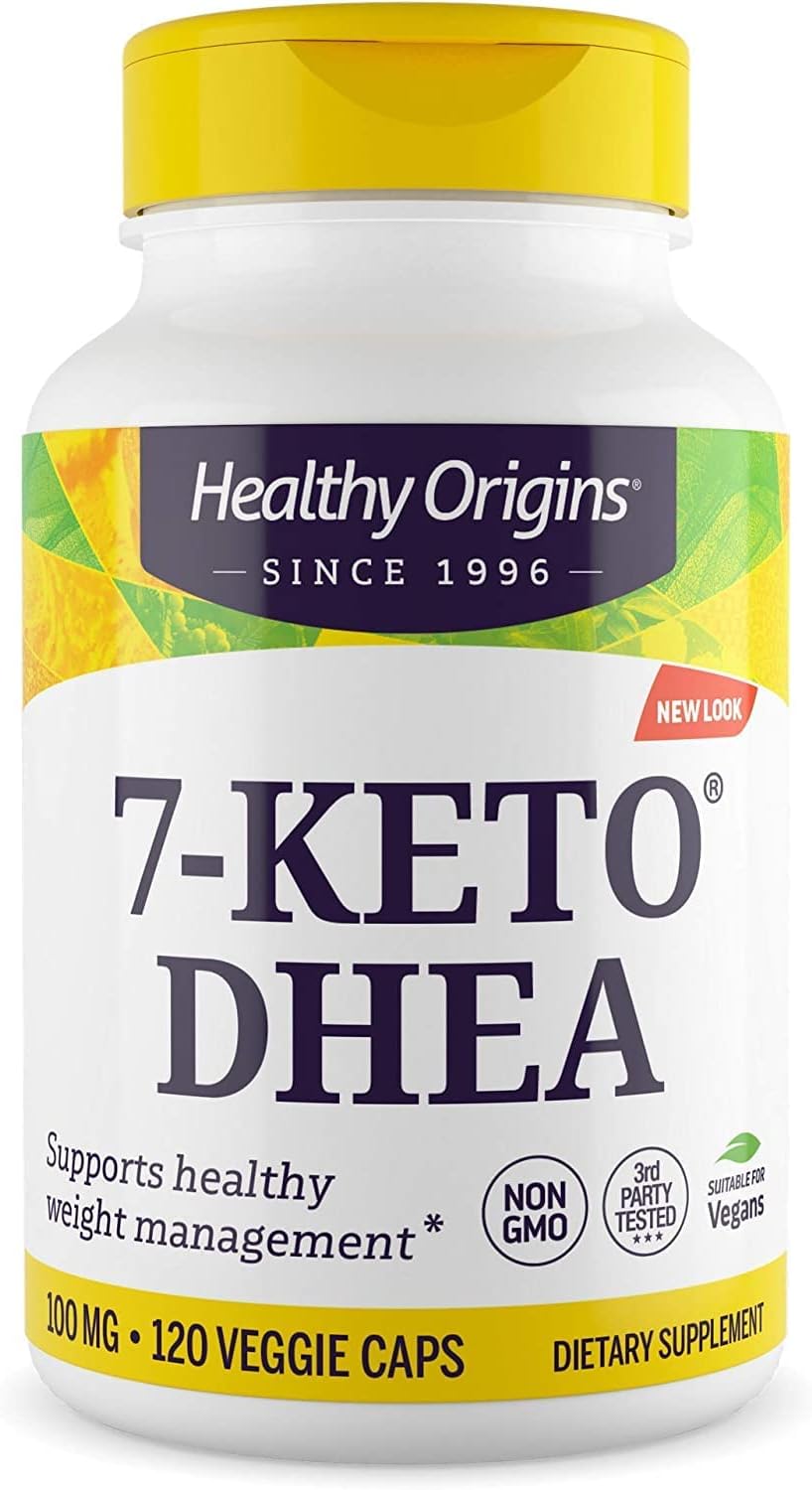 Healthy Origins 7-KETO, 100 mg - DHEA 100 mg Keto Supplement - Supports Hormone Balance, Metabolism, and Weight Management - Gluten-Free Supplement - 120 Veggie Capsules